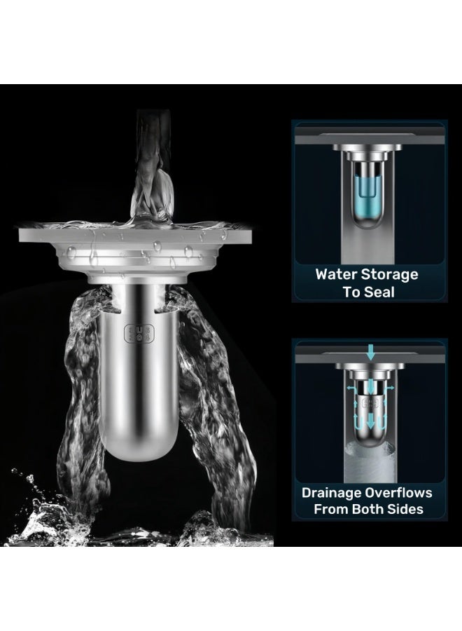 Shower Floor Drain Backflow Preventer, One Way Drain Valve Sewer, 304 Stainless Steel Material, Anti- Odor Plugs for Bathroom (1, Depth 3.3'') - Image 3